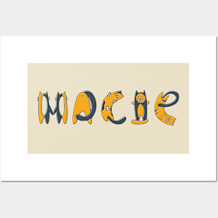 Macie | Girl Name | Cat Lover | Cat Illustration Posters and Art